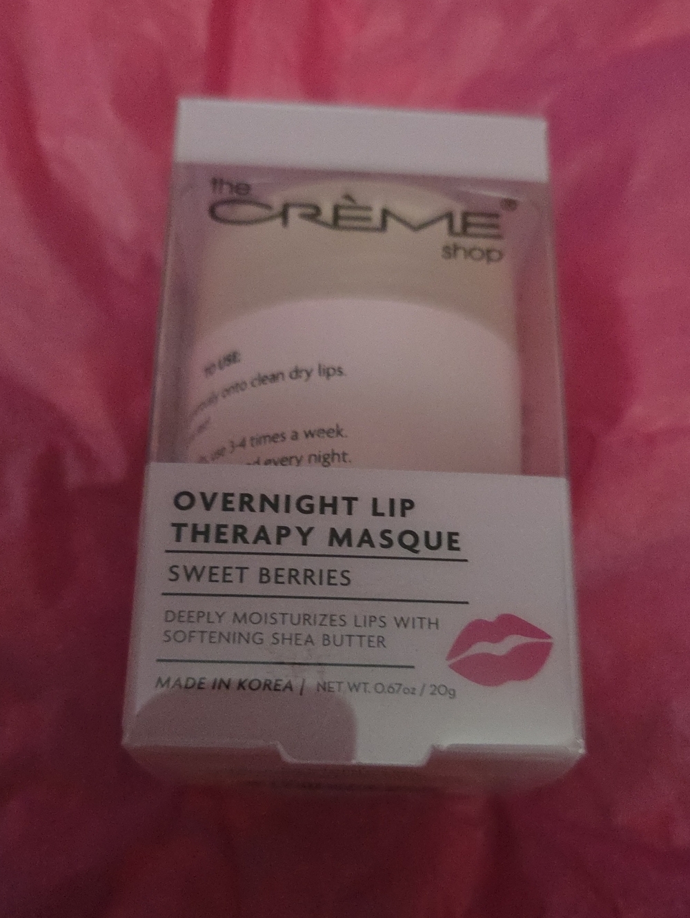 The Crème Shop Overnight Lip Therapy Masque — Sweet Berries (Pink) NWOT